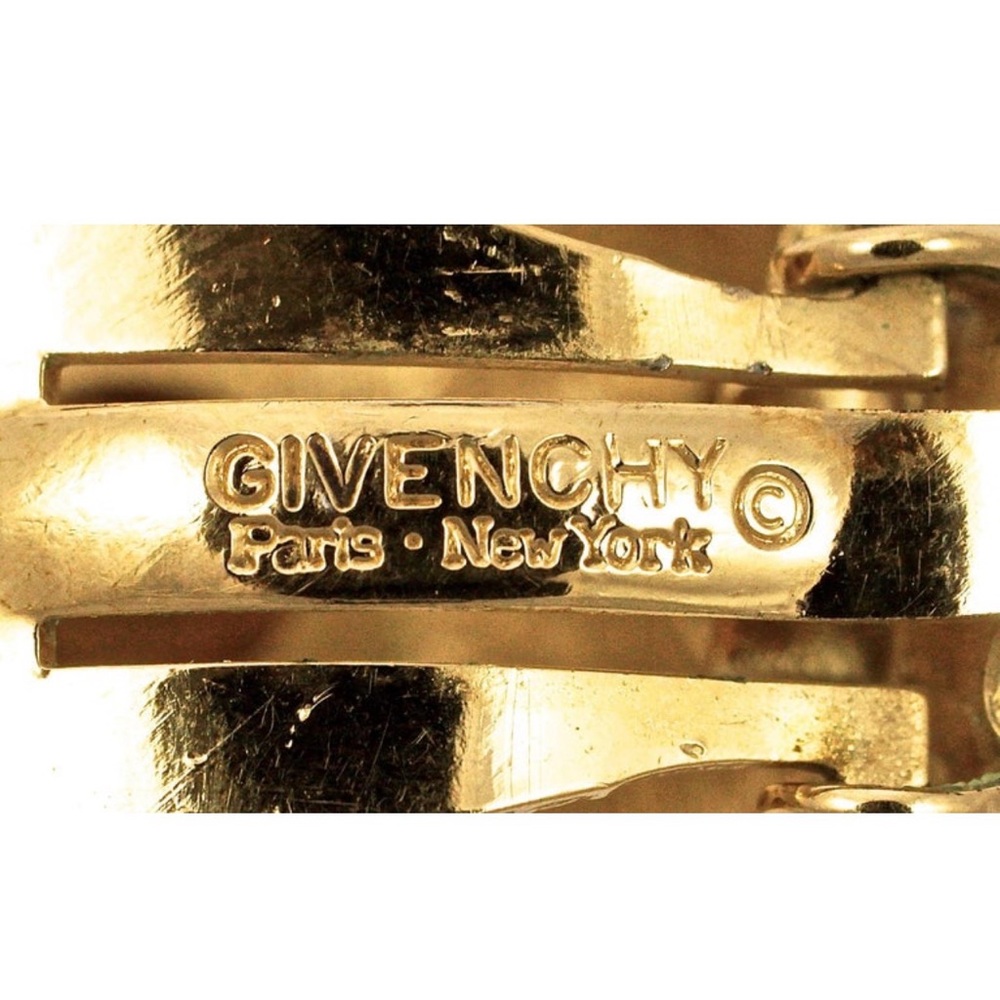 Givenchy Gold Plated Blue Purple Red Rhinestone Half Hoop Clip On Earrings - Picture 6 of 11